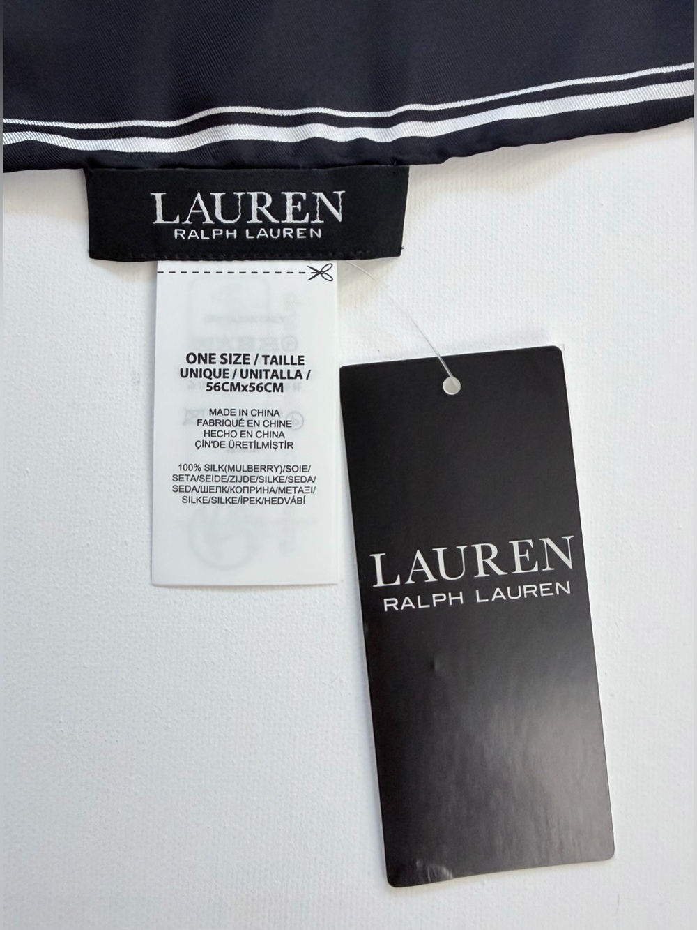 Lauren Ralph Lauren Black & White Polka Dot Silk Scarf/Twillie 22”x 22” Square - Picture 10 of 11